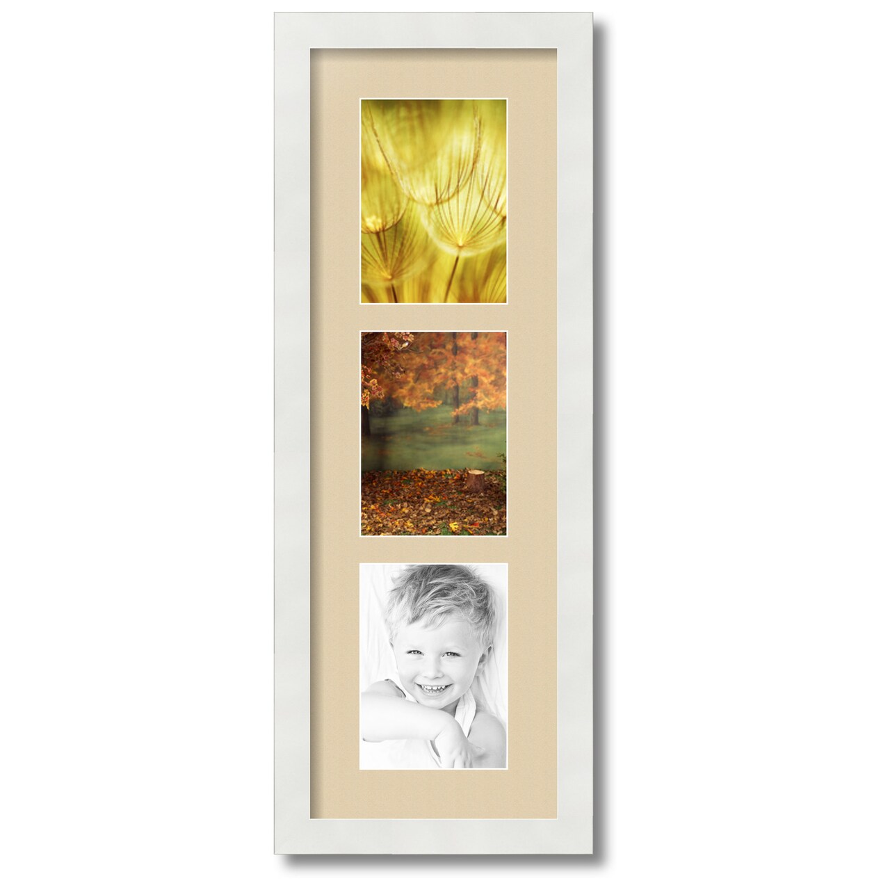 ArtToFrames Collage Photo Picture Frame with 3 - 5x7 inch Openings, Framed in White with Over 62 Mat Color Options and Plexi Glass (CSM-3966-138)